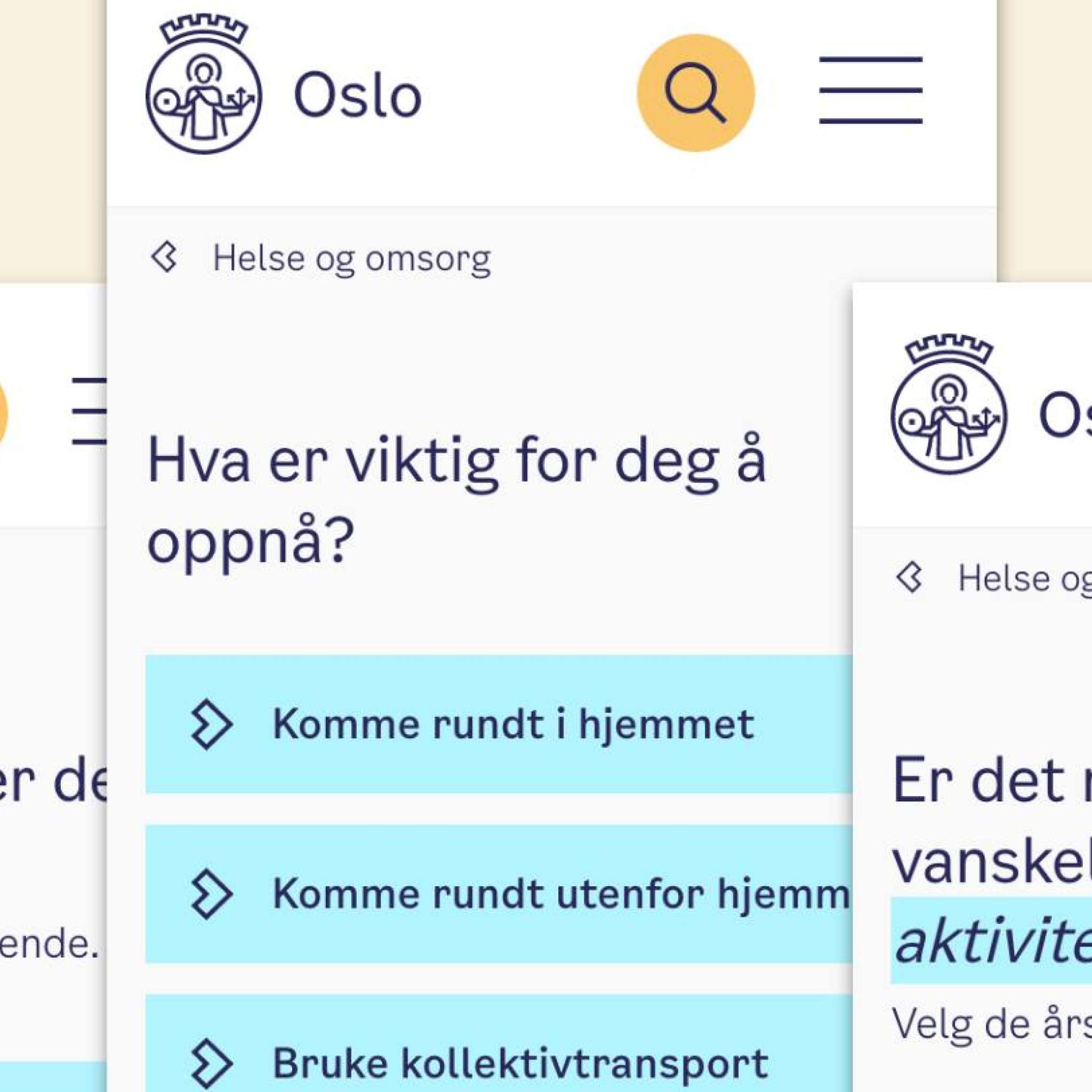 Skjermbilder av Helseveiviseren